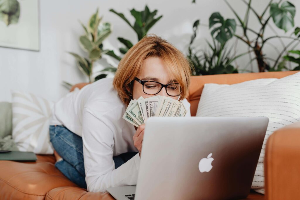 Lady with money